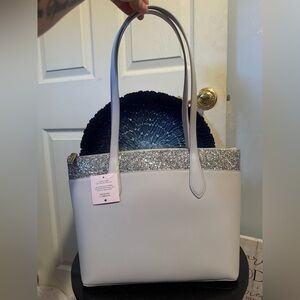 Kate Spade Brand New w/ Tags Light Gray Glitter Tote